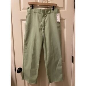 Dickies 874 Original Fit Pants Mens 32X27 Green Chino Preppy Painter Raw Cuff